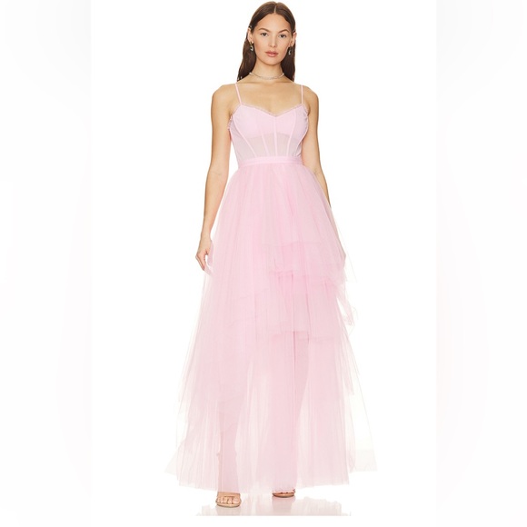 BCBGMaxAzria Dresses & Skirts - Pink Tiered Embellished Gown